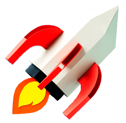 paper craft art rocket ship